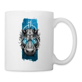 Azurblauer Blick: Nilpferd mit blau leuchtenden Augen - Tasse - Weiß - Rechts