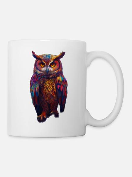 Bunte Eule - Tasse - Weiß
