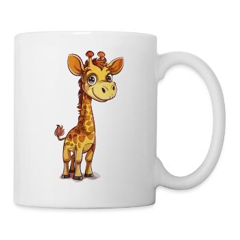 Bunte Cartoon Giraffe - Tasse - Weiß - Rechts