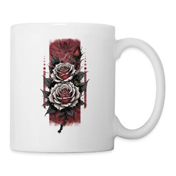 Harmony in Bloom: Red and White Rose Design - Mug - white - Right