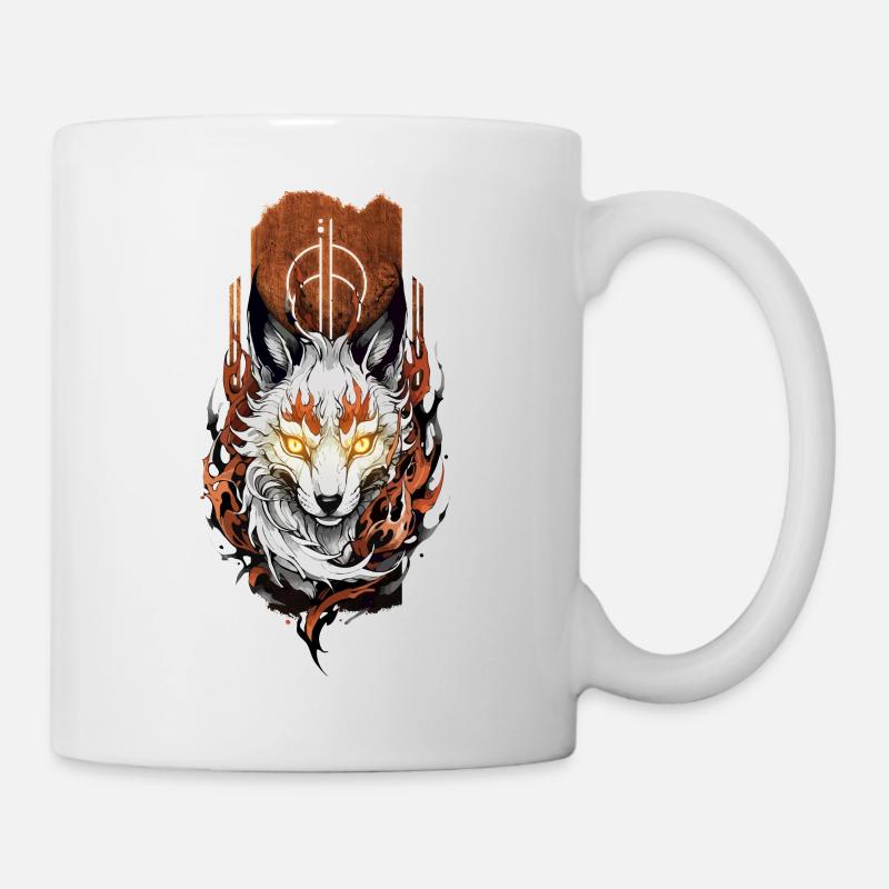 Gardien céleste : Renard mystique de Kitsune - Mug blanc - blanc