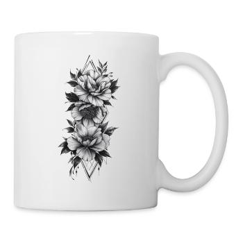 Blumenstrauß in Tribal und Tattoo Form - Tasse - Weiß - Rechts