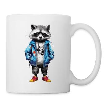 Bunter Waschbär Hip Hop Style - Tasse - Weiß - Rechts
