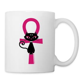 Mystic Cat Ankh Design Rock'n'Roll & Esoterik Mode - Tasse - Weiß - Rechts