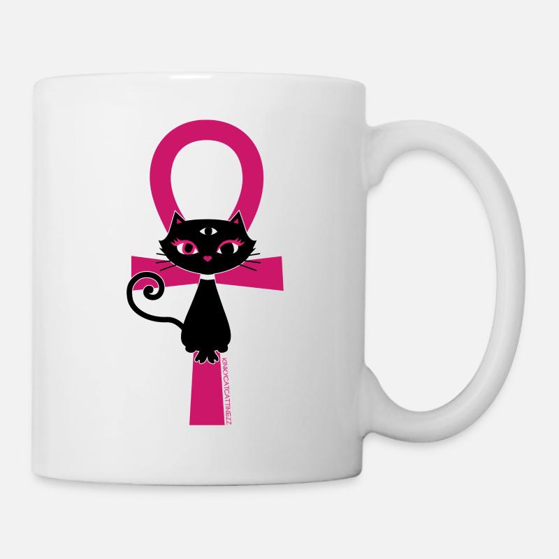 Chat mystique Ankh Design Rock’n’Roll & Mode Ésotérique - Mug blanc - blanc