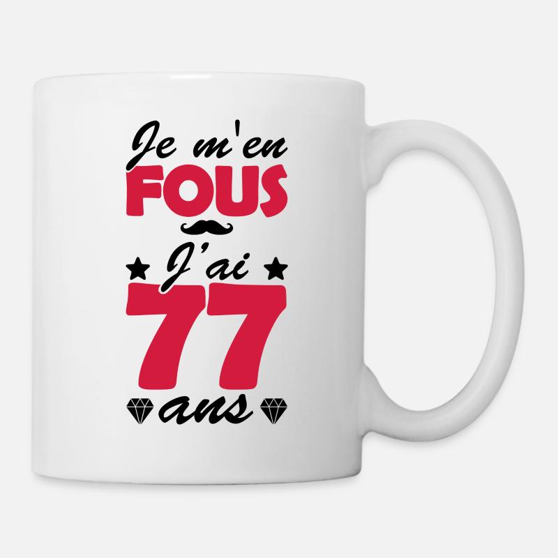 j'ai 77 ans / cadeau 77 ans / anniversaire 77 ans - Mug blanc - blanc