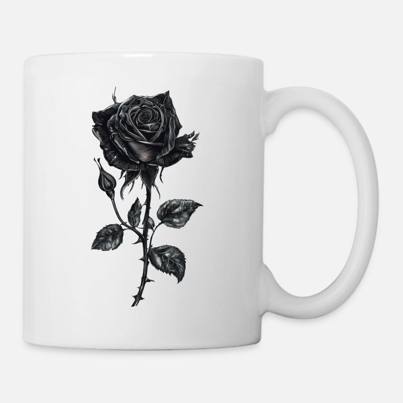 Schwarze Rose - Tasse - Weiß
