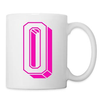 Zahl Null - Nummer 0 pink Mädchen Trikotnummer - Tasse - Weiß - Rechts
