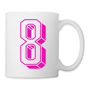 Zahl acht - Nummer 8 pink Mädchen Trikotnummer - Tasse - Weiß - Rechts