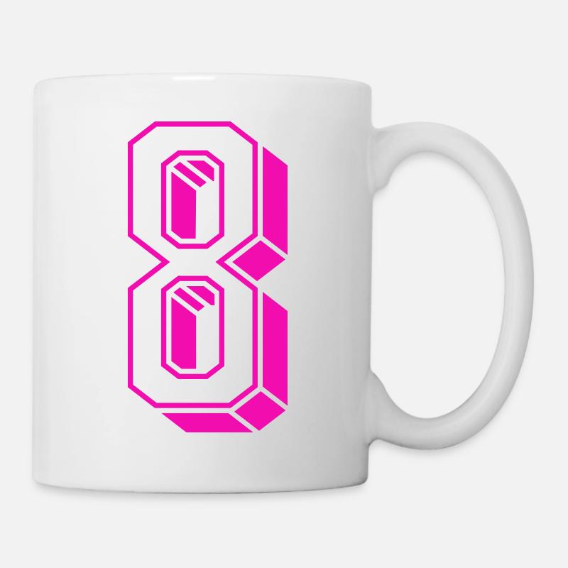 Zahl acht - Nummer 8 pink Mädchen Trikotnummer - Tasse - Weiß