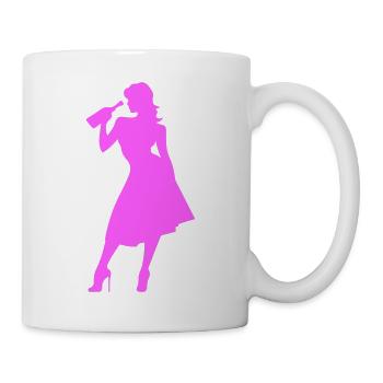 Femme Femme Fête Poule Silhouette - Mug blanc - blanc - Droite