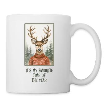 Winter Deer Christmas Funny Pictures - Mug - white - Right