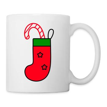 christmas sock with candy cane - Mug - white - Right