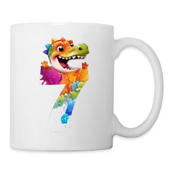 NUMÉRO 7 ANNÉES DINOSAURE 7ÈME ANNIVERSAIRE DINO - Mug blanc - blanc - Droite