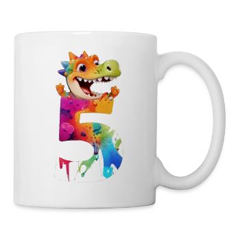 NUMMER 5 JAHRE DINOSAURIER 5. GEBURTSTAG DINO - Tasse - Weiß - Rechts
