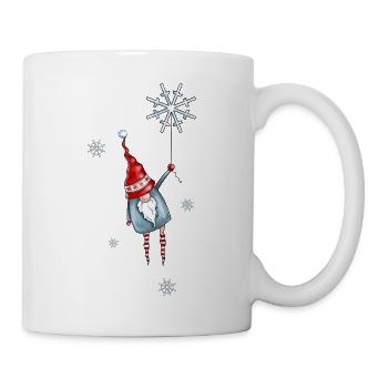 Lutin de Noël suspendu à son flocon de neige - Mug blanc - blanc - Droite