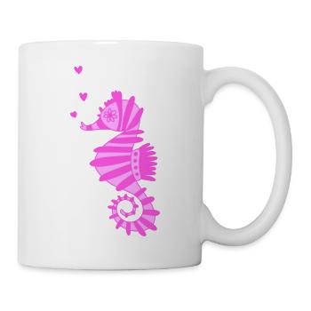 Sea Horse Pink with Hearts - Mug - white - Right