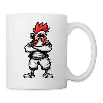 Coq Bande Dessinée Cool - Mug blanc - blanc - Droite