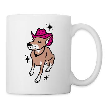 Hund Cowboy Western Dobermann 2yk - Tasse - Weiß - Rechts