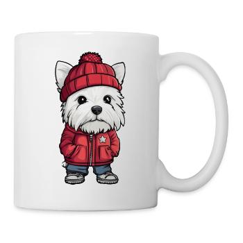 West Highland Terrier Hund Cartoon - Tasse - Weiß - Rechts