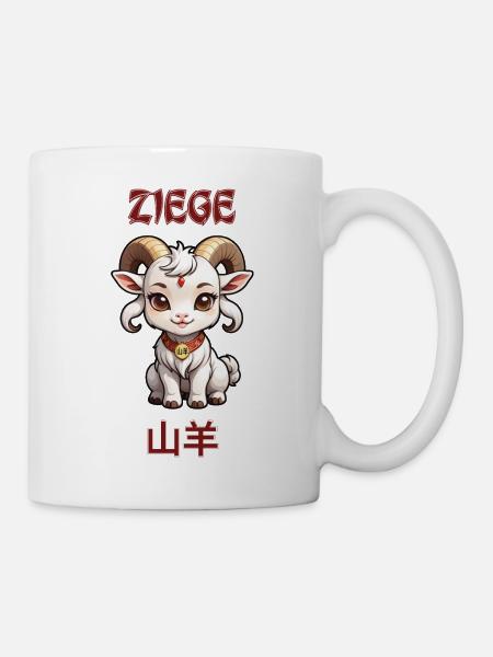 Ziege - chinesisches Sternzeichen - Astrologie - Tasse - Weiß