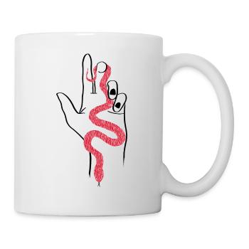 Rote Schlange in der Hand - Tasse - Weiß - Rechts