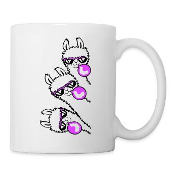 3 Llamas Chewing Gum Team Crew Friends Looking Sideways - Mug - white - Right