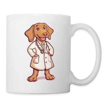 Doktor Hund – Cartoon-Illustration - Tasse - Weiß - Rechts