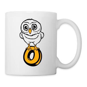 hibou lettre o hibou anglais ABC apprendre oiseau hibou aigle hibou - Mug blanc - blanc - Droite
