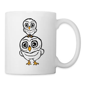 2 Owls Dad Mom Child Baby Family Mother Father - Mug - white - Right