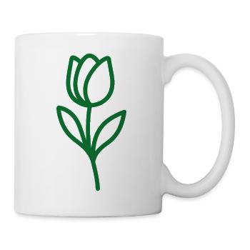 Minimalistisches Blumenmotiv in eleganter Einlinie - Tasse - Weiß - Rechts