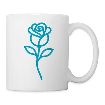 Minimalistisches Blumenmotiv in eleganter Einlinie - Tasse - Weiß - Rechts