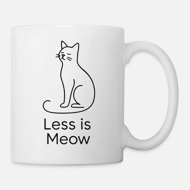Less is Meow – Minimalistische Katze mit Stil - Tasse - Weiß