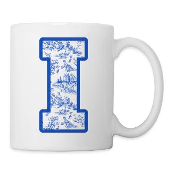 Lettre i chinoiserie bleu - Mug blanc - blanc - Droite