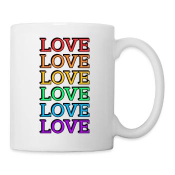 Amour 6 couleurs arc-en-ciel gay pride - Mug blanc - blanc - Droite