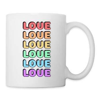 Amour 6 couleurs arc-en-ciel gay pride pastel - Mug blanc - blanc - Droite