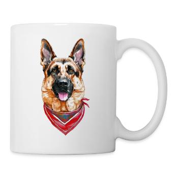 Deutscher Schäferhund mit Bandana - Tasse - Weiß - Rechts