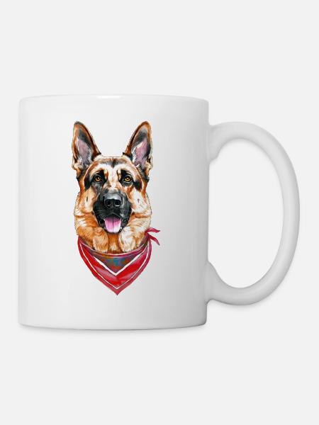Deutscher Schäferhund mit Bandana - Tasse - Weiß