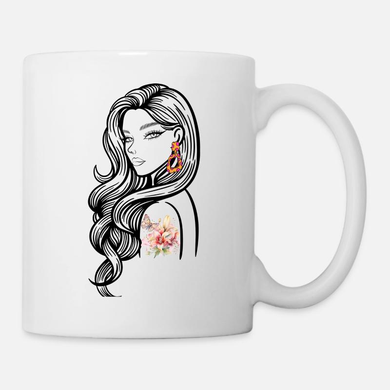 Design Floral tattoo Éclaté - Mug blanc - blanc