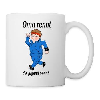Oma rennt - Tasse - Weiß - Rechts