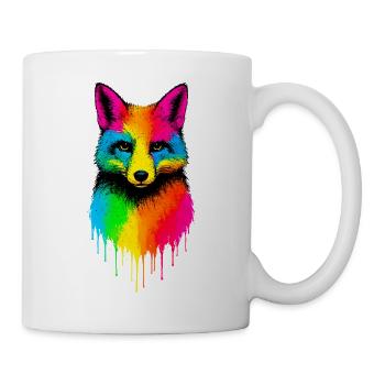 Rainbow Fox Art Motif - Mug - white - Right