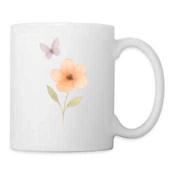 Aquarelles Fleur et Papillon - Mug blanc - blanc - Droite