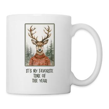 Drôle de renne en pull de Noël - Mug blanc - blanc - Droite