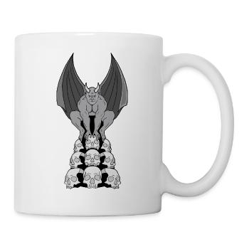 Gargoyle demon over skulls - Mug - white - Right