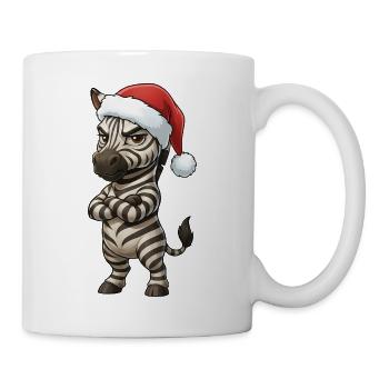Annoyed Zebra Christmas Hat Grumpy Christmas - Mug - white - Right