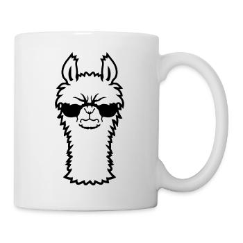 Llama Angry Cool Sunglasses Furry Alpaca Sour - Mug - white - Right