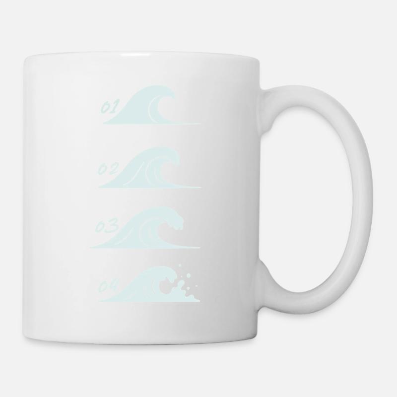 Minimaliste Vagues Illustration Mer - Mug blanc - blanc