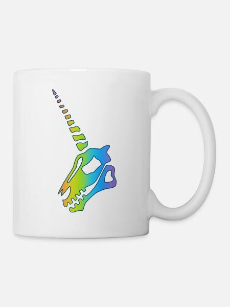 Regenbogen Einhorn Schädel - Tasse - Weiß