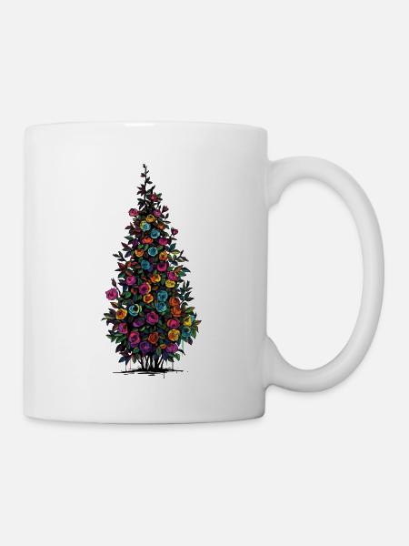 Blütenpyramide Regenbogenfarben - Tasse - Weiß