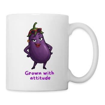 Aubergine mit Attitüde Gemüse Illustration  - Tasse - Weiß - Rechts